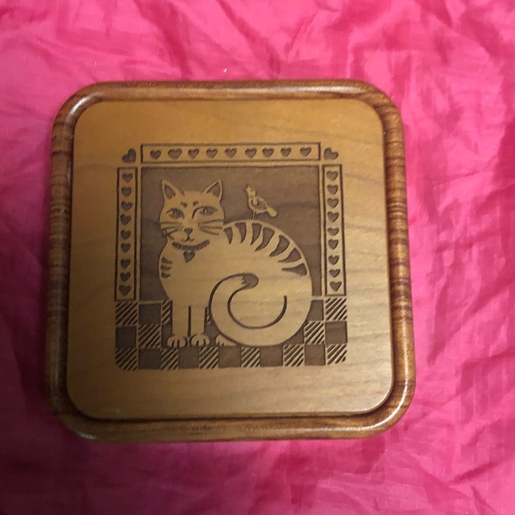 Storage & Organization Vintage Carved Wood Cat Jewelry Box 58 30 Or